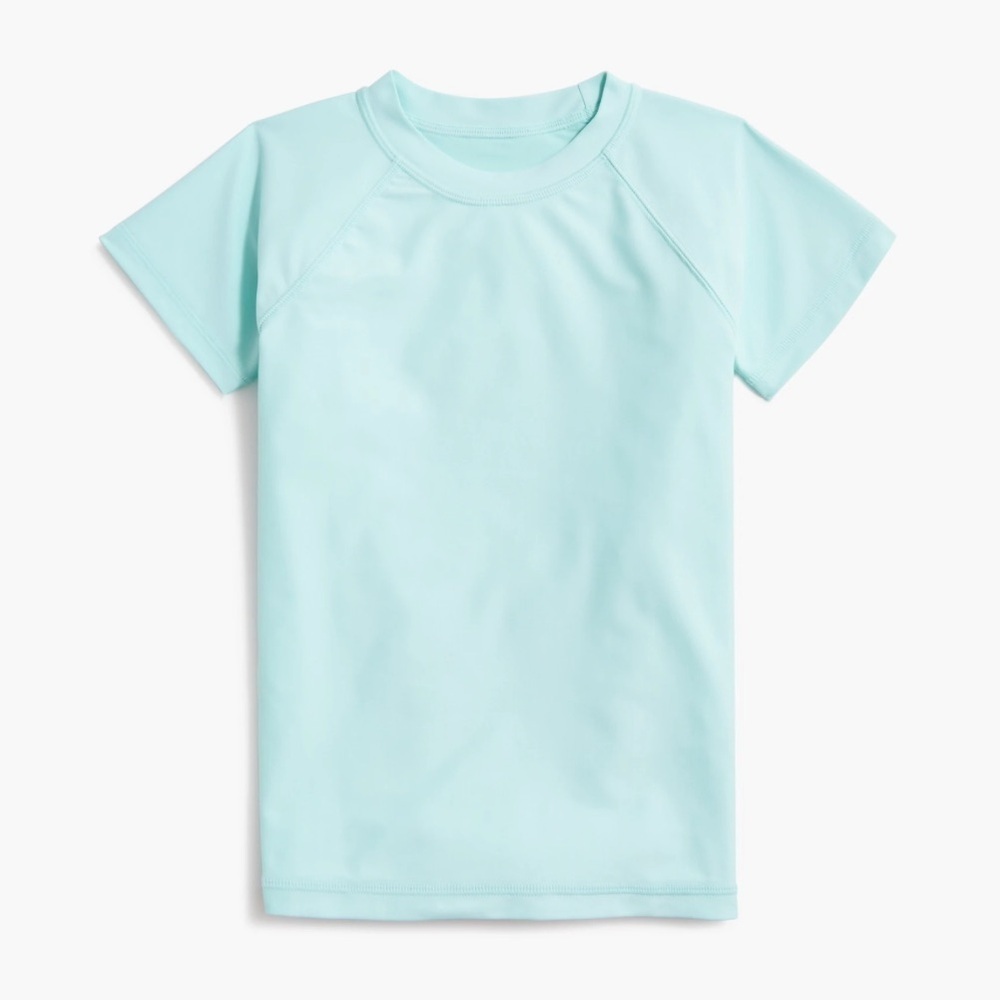 NEW Crewcuts Kids' short-sleeve rash guard in Cupcake Aqua for boys